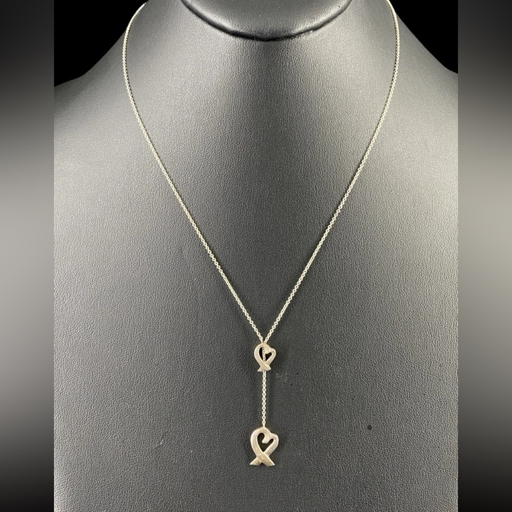 Tiffany &CO. Paloma Picasso Loving Heart Lariat Link Necklace. 925  18.5"